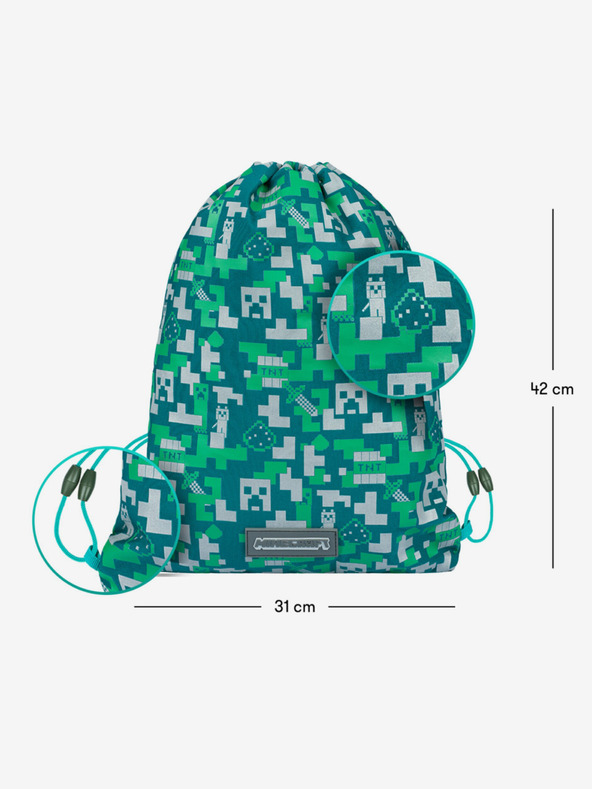 BAAGL  Zelený školský set - penál, taška Baagl Minecraft 2 Silver Creeper