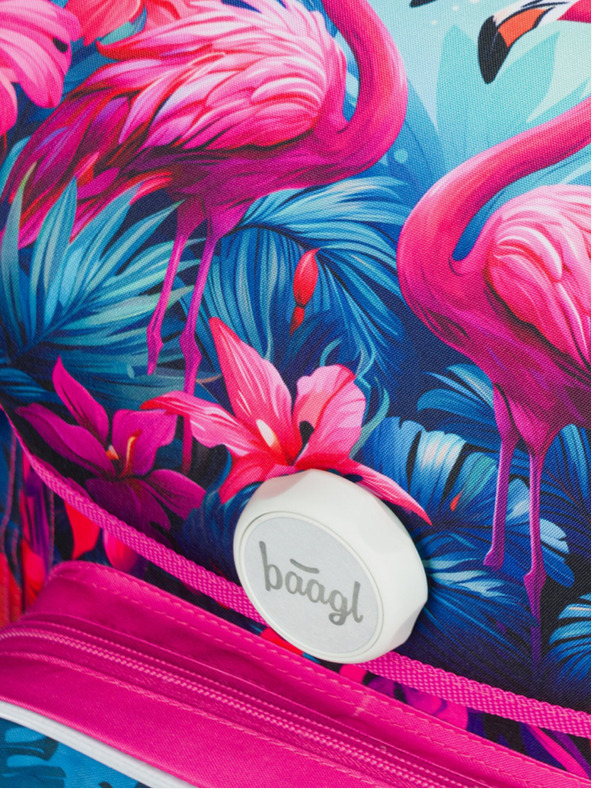 BAAGL  Ružová školská taška Ergo Baagl Plameniaci