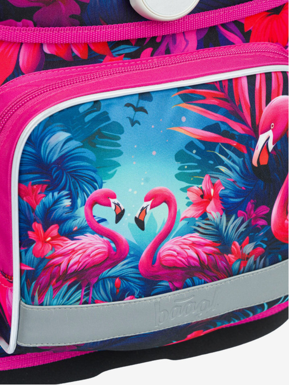 BAAGL  Ružová školská taška Ergo Baagl Plameniaci