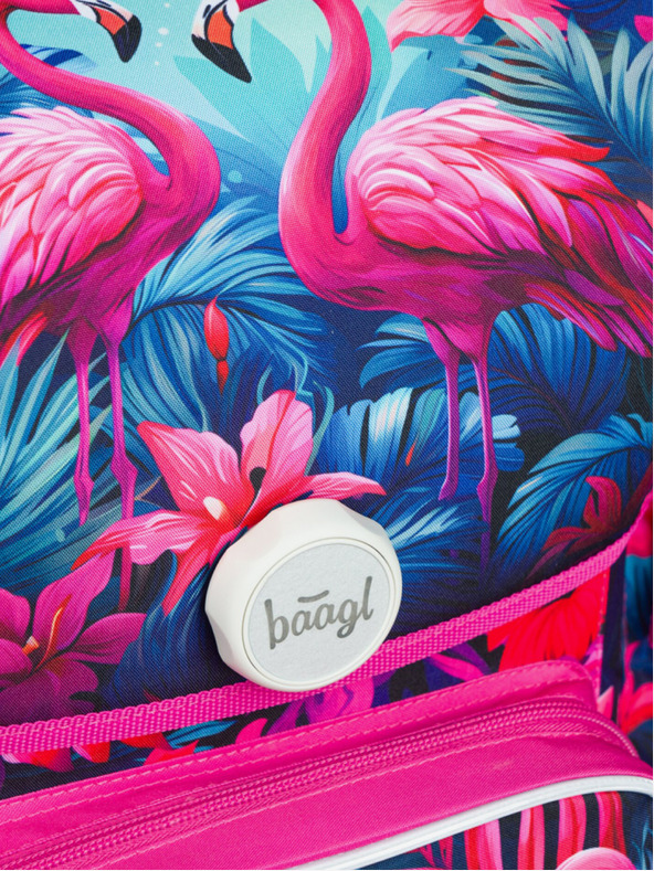 BAAGL  Ružová školská taška Ergo Baagl Plameniaci