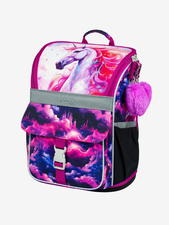 BAAGL  Fialová školská taška Zippy Baagl Kráľovstvo jednorožcov