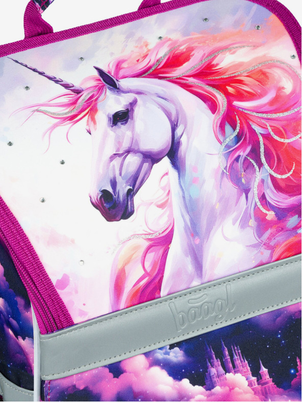 BAAGL  Fialová školská taška Zippy Baagl Kráľovstvo jednorožcov