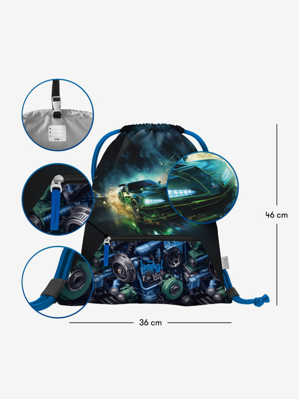 BAAGL  Čierny školský set Zippy - aktovka, peračník, taška Baagl Závodné auto