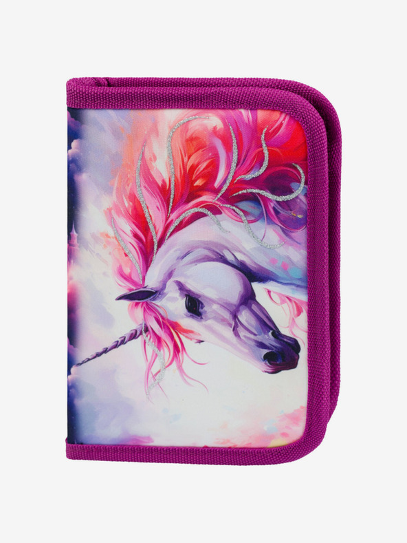 BAAGL  Fialový školský set Zippy - aktovka, peračník, sáčok Baagl Jednorožec Kráľovstvo