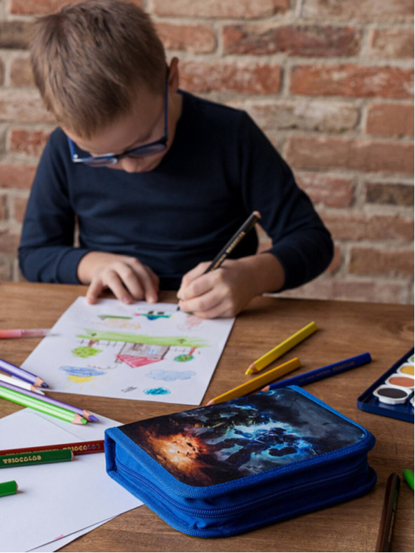 BAAGL  Modrý školský peračník jednoposchodový Baagl Roboti