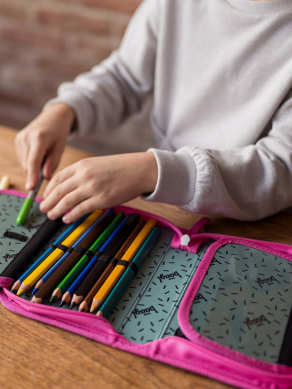 BAAGL  Ružový školský peračník Baagl Plameniaci jednoposchodový