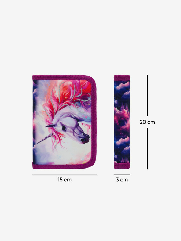 BAAGL  Fialový školský peračník jednoposchodový Baagl Kráľovstvo jednorožcov