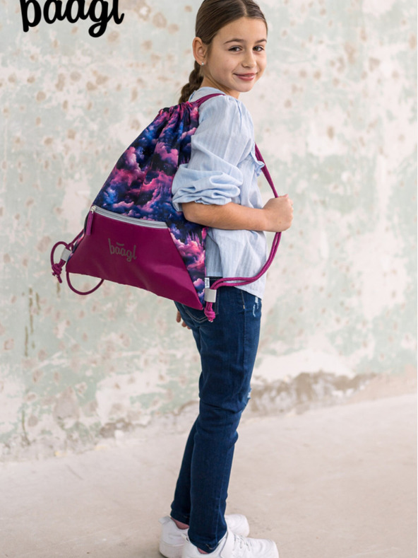 BAAGL  Fialová taška s vreckom Baagl Kráľovstvo jednorožcov