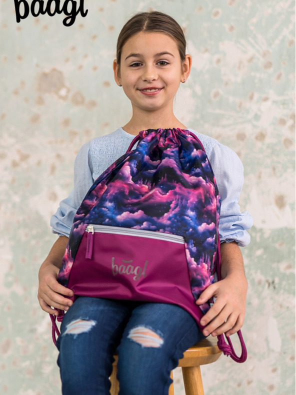 BAAGL  Fialová taška s vreckom Baagl Kráľovstvo jednorožcov