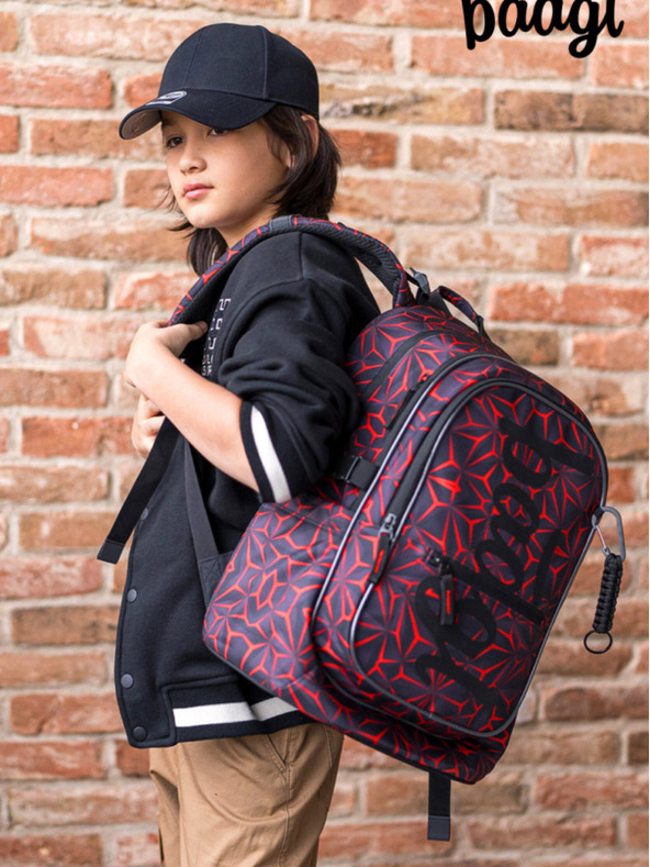BAAGL  Čierny školský batoh Baagl Core Red Polygon