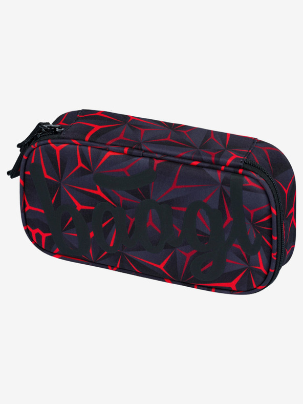 BAAGL  Čierny školský set - batoh, penál, taška Baagl Core Red Polygon
