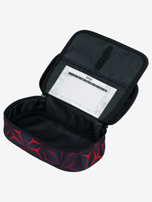 BAAGL  Čierny školský set - batoh, penál, taška Baagl Core Red Polygon