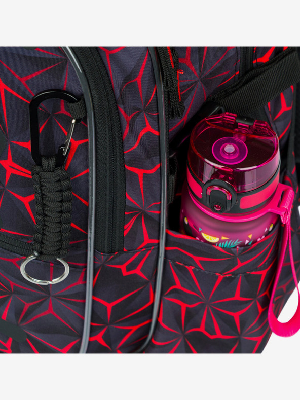 BAAGL  Čierny školský set - batoh, penál, taška Baagl Core Red Polygon