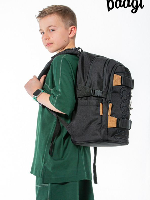 BAAGL  Šedý školský set - batoh, penál, taška Baagl Skate Darkness