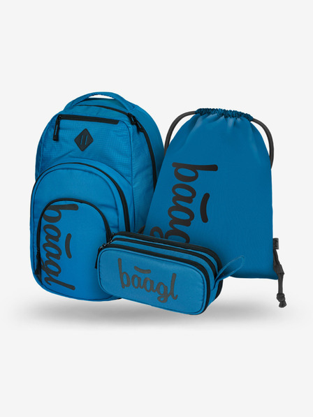 BAAGL  Modrá školská súprava - batoh, peračník, taška Baagl Coolmate Ocean Blue