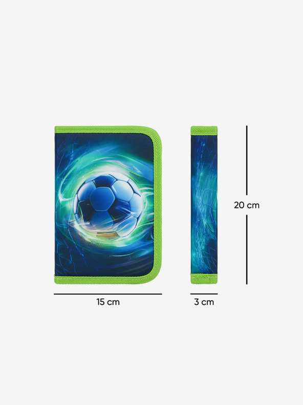 BAAGL  Zelený Školský jednoposchodový penál Futbalová lopta Baagl