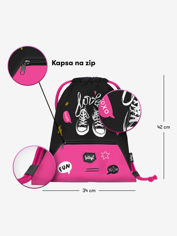 BAAGL  Čierny 3 set tenisky: batoh, penál a taška Baagl