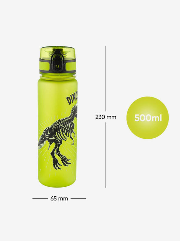 BAAGL  Zelená Tritanová fľaša na pitie Dinosaury, 500 ml Baagl