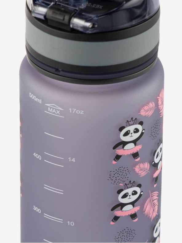 BAAGL  Sivá tritanová fľaša na pitie panda, 500 ml Baagl