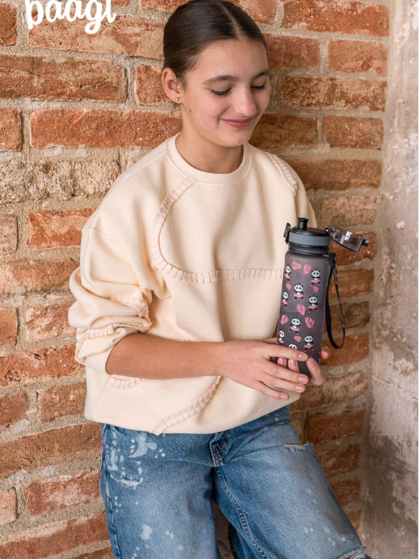 BAAGL  Sivá tritanová fľaša na pitie panda, 500 ml Baagl