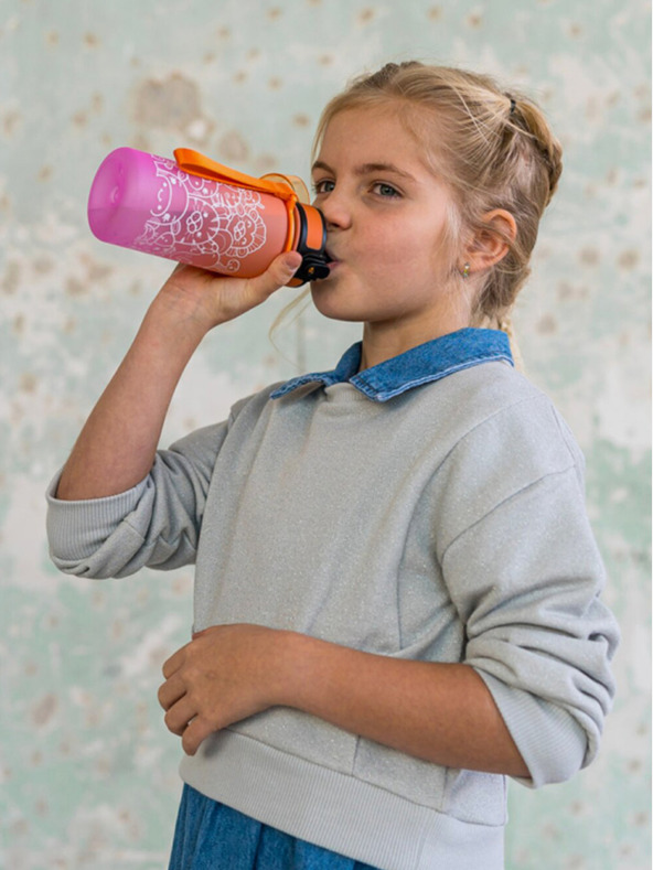 BAAGL  Oranžová fľaša na pitie Tritan Gradient Animals, 350 ml Baagl