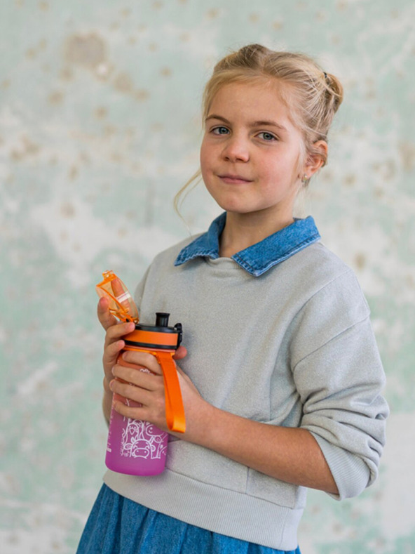 BAAGL  Oranžová fľaša na pitie Tritan Gradient Animals, 350 ml Baagl