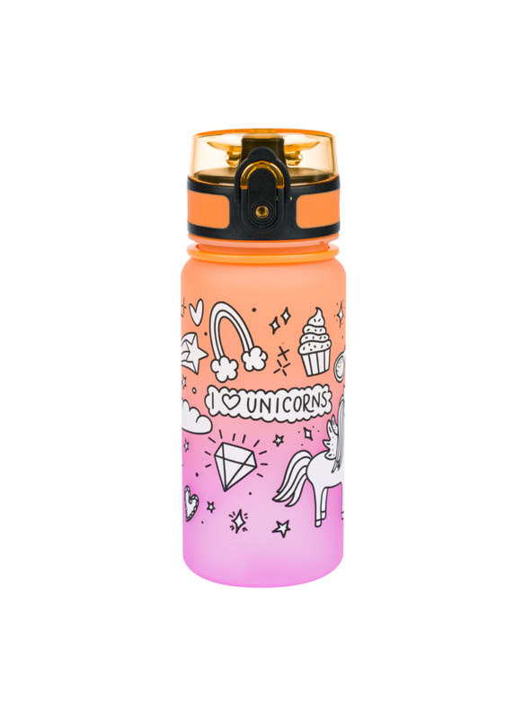 BAAGL  Oranžová tritanová fľaša na pitie gradient jednorožec, 350 ml Baagl