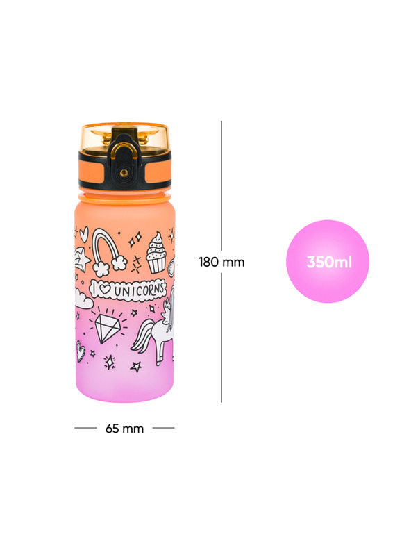 BAAGL  Oranžová tritanová fľaša na pitie gradient jednorožec, 350 ml Baagl