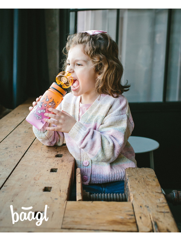 BAAGL  Oranžová tritanová fľaša na pitie gradient jednorožec, 350 ml Baagl