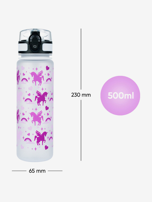 BAAGL  Fialová tritanová fľaša na pitie Kráľovstvo jednorožcov, 500 ml Baagl