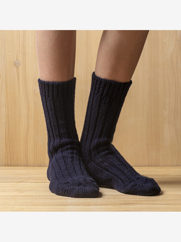 Balkanova Silné vlnené ponožky 100% merino vlna, tmavomodré