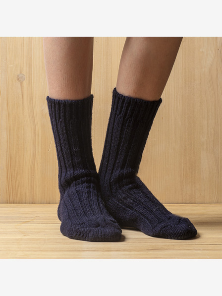Balkanova Silné vlnené ponožky 100% merino vlna, tmavomodré