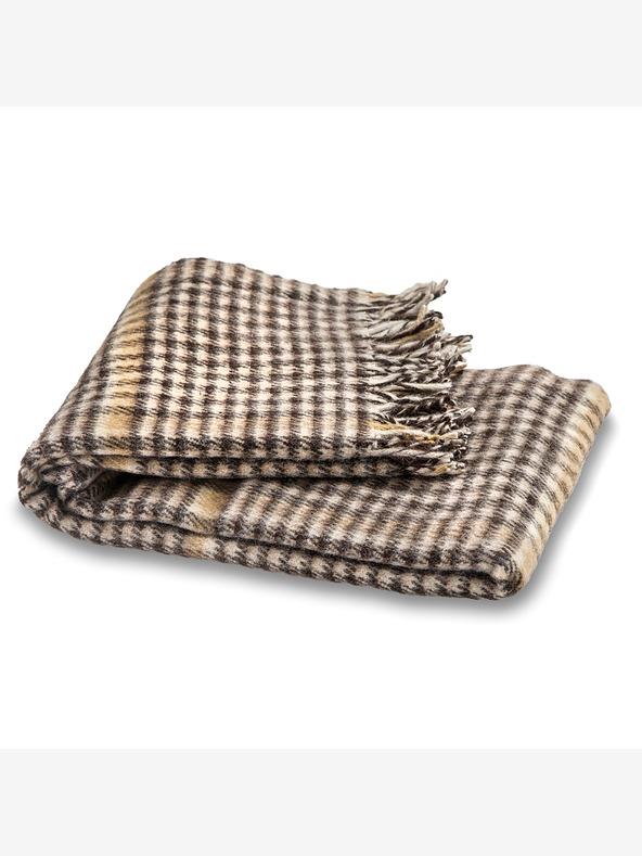 Balkanova Vlnená deka Elma XI - hnedá a béžová kocka