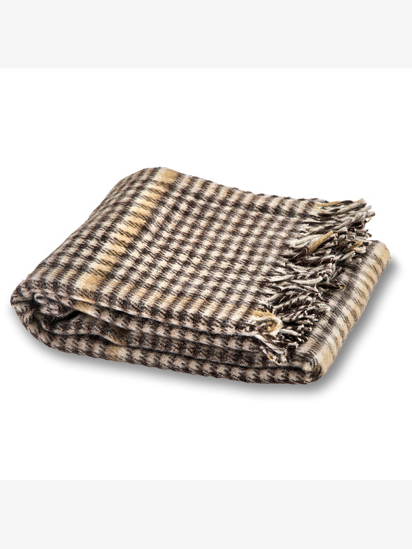 Balkanova Vlnená deka Elma XI - hnedá a béžová kocka