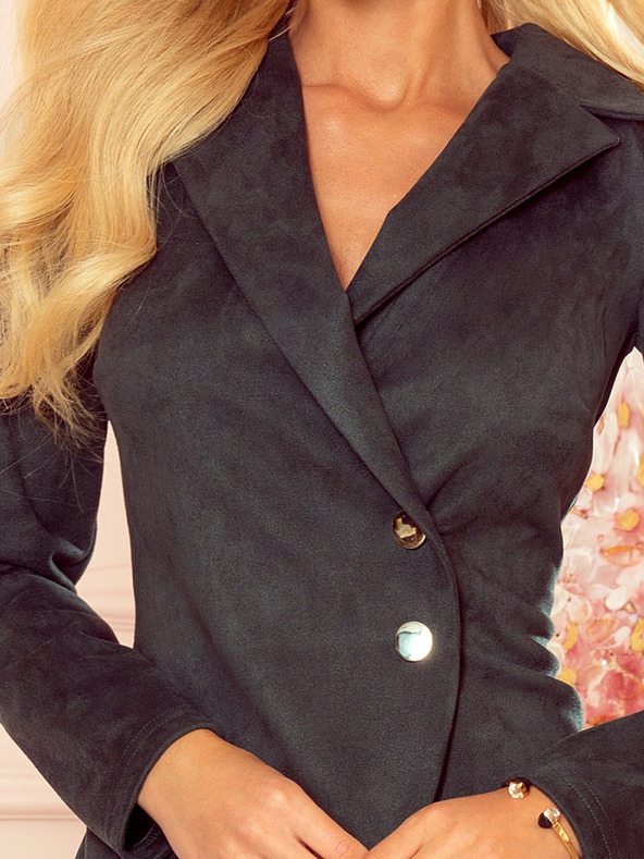 numoco Očakávané šaty s gombíkmi a golierom - zelené Numoco