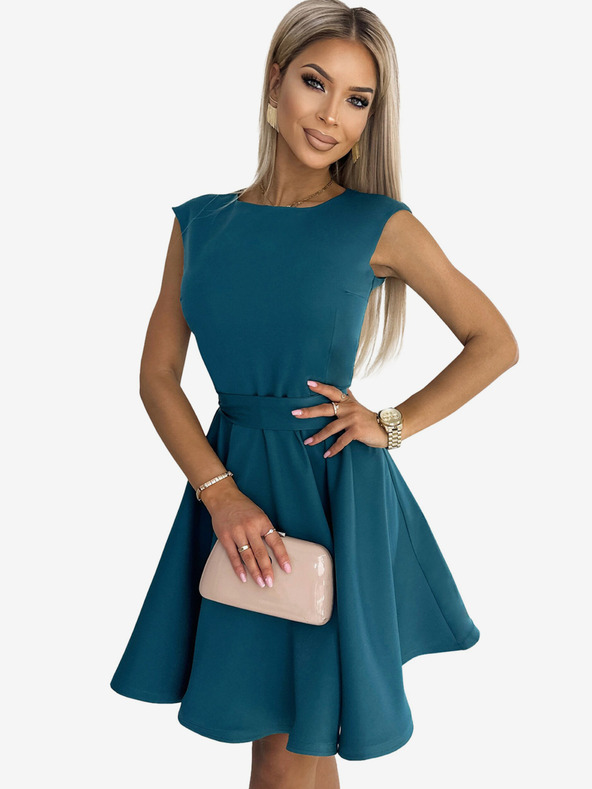 numoco Splývavé šaty s malými rukávmi - morská farba Numoco