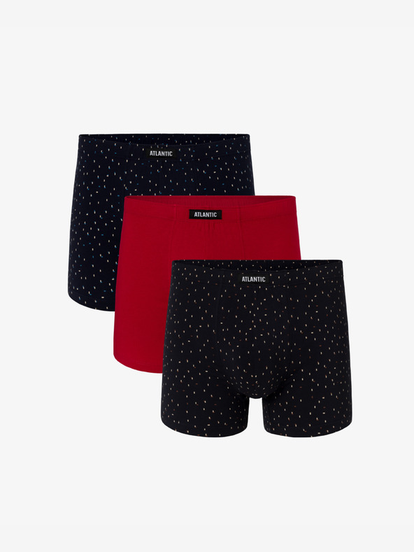 Atlantic 3-PACK pánske boxerky ATLANTIC - tmavomodré, červené, tmavomodré