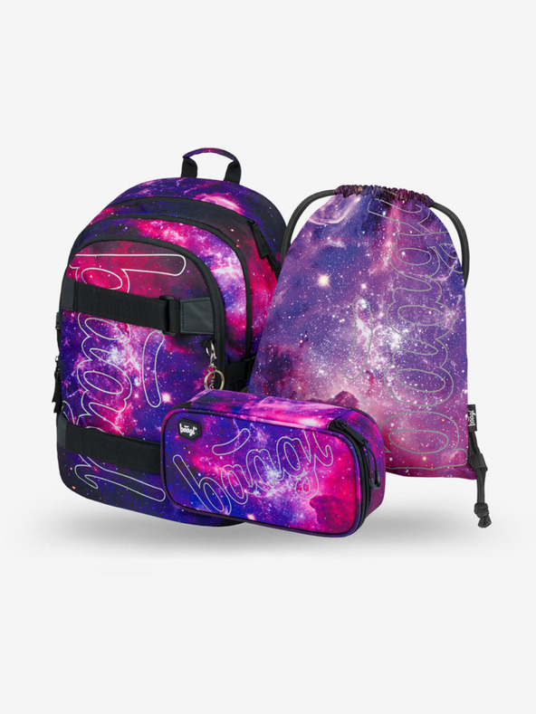 BAAGL  Fialový 3 set skate galaxy: batoh, penál, taška Baagl
