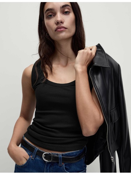 Marks & Spencer Rebrované tielko s vysokým podielom bavlny úzkeho strihu Marks & Spencer čierna