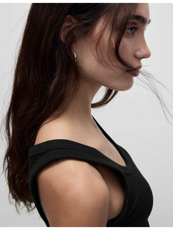 Marks & Spencer Rebrované tielko s vysokým podielom bavlny úzkeho strihu Marks & Spencer čierna