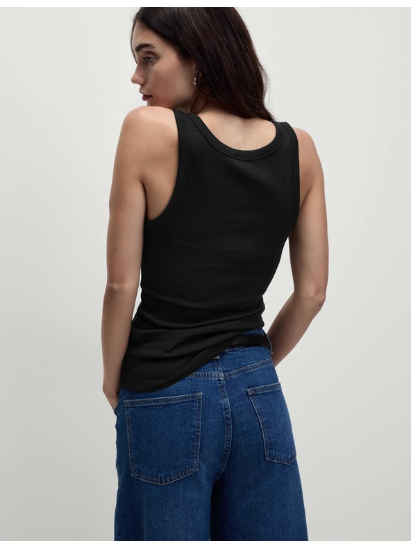 Marks & Spencer Rebrované tielko s vysokým podielom bavlny úzkeho strihu Marks & Spencer čierna