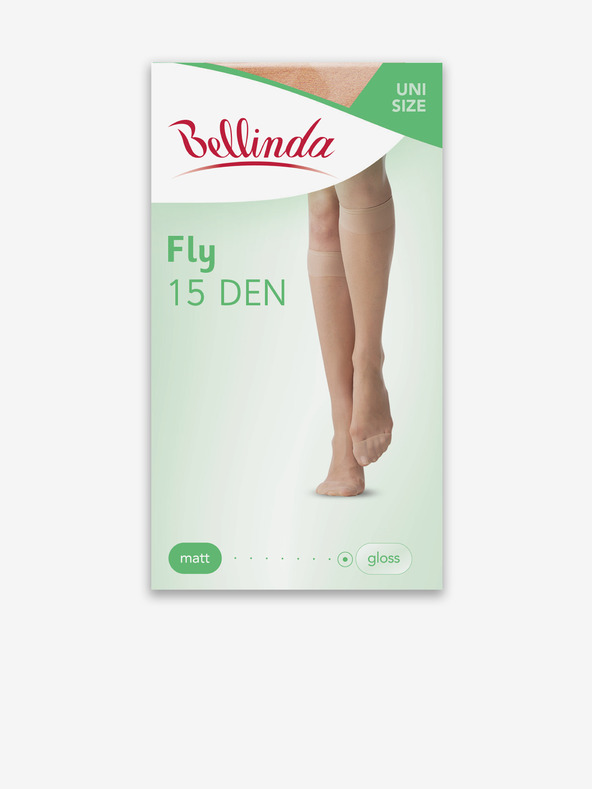 Bellinda Čierne dámske hodvábne ponožky Bellinda FLY KNEE HIGHS 15 DEN