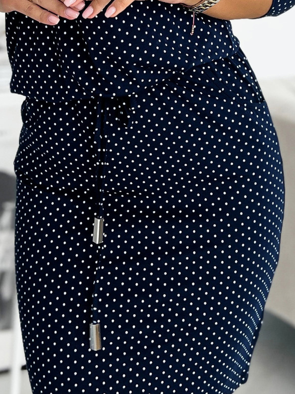 numoco Športové šaty s vreckami - tmavomodré s malými bodkami Numoco