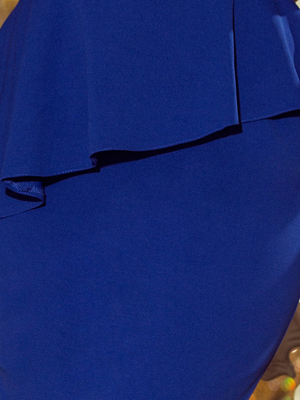 numoco Elegantné midi šaty s volánmi - modré Numoco