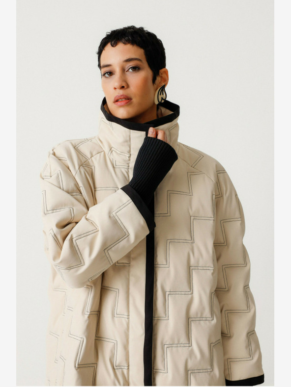 SKFK Krémový dámsky zimný kabát SKFK