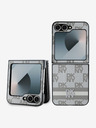 DKNY DKNY PU kožený zadný kryt so šachovnicovým vzorom a pruhmi pre Samsung Galaxy Z Flip 6 béžový