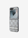 DKNY DKNY PU kožený zadný kryt so šachovnicovým vzorom a pruhmi pre Samsung Galaxy Z Flip 6 béžový