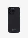 DKNY DKNY PU kožený strieborný zadný kryt s kovovým logom Magsafe pre iPhone 16 Pro Max Black