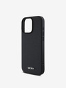 DKNY DKNY PU kožený strieborný zadný kryt s kovovým logom Magsafe pre iPhone 16 Pro Max Black