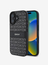DKNY DKNY PU kožený zadný kryt s opakujúcim sa vzorom s tonálnym prúžkom pre iPhone 16 čierny